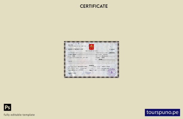 listo para imprimir plantilla PSD de certificado de nacimiento de registro vi 14